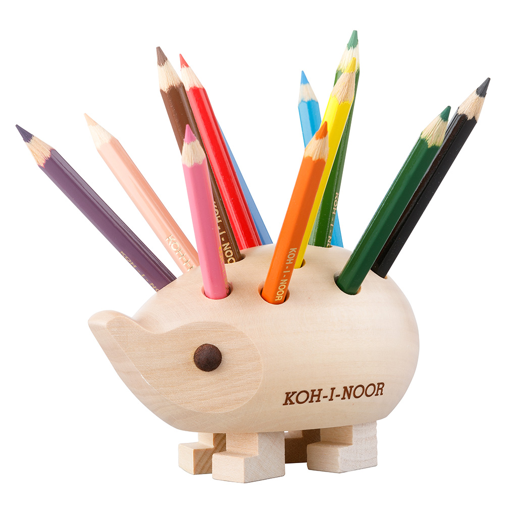 ježek mini dřevěný s pastelkami natur #128821