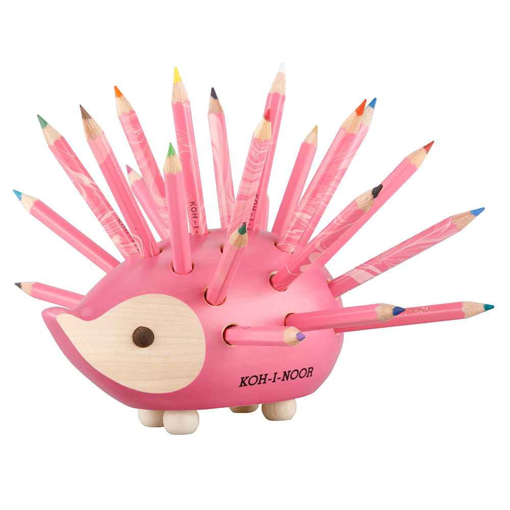 ježek malý dřevěný s pastelkami růžový #73611