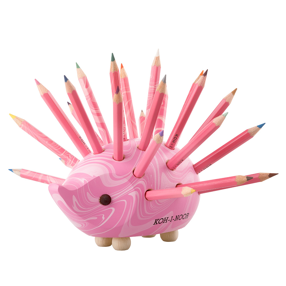ježek malý dřevěný s pastelkami růžový MAGIC #73936